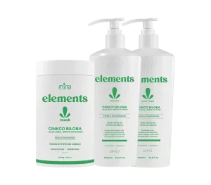 Linha Elements Ginkgo Biloba Aloé Vera Broto de Bambu Profissional Mirra Cosméticos para estímulo de crescimento.