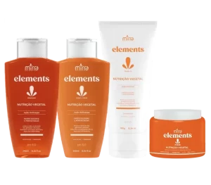 Linha Elements Nutrição Vegetal Home Care Mirra Cosméticos para cabelos saudáveis.
