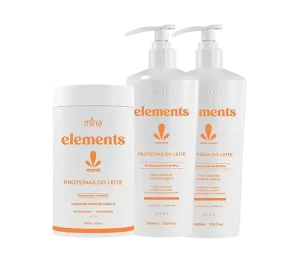 Linha Elements Proteínas do Leite Profissional Mirra Cosméticos para nutrição e reparação.