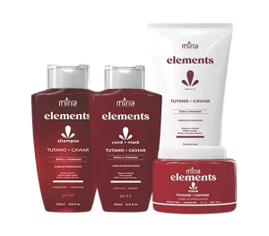 Linha Elements Tutano e Caviar Home Care Mirra Cosméticos para nutrição e revitalização.